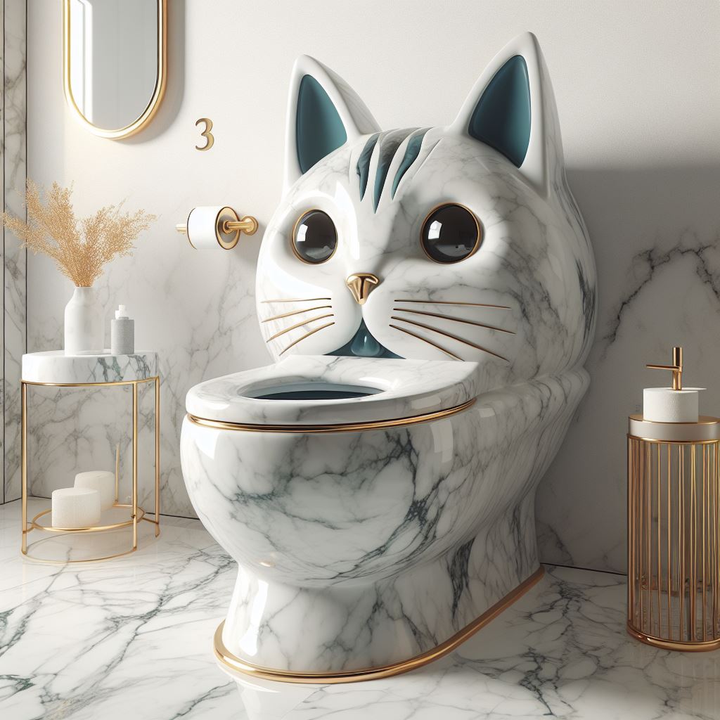 Cat Head-Shaped-Toilet