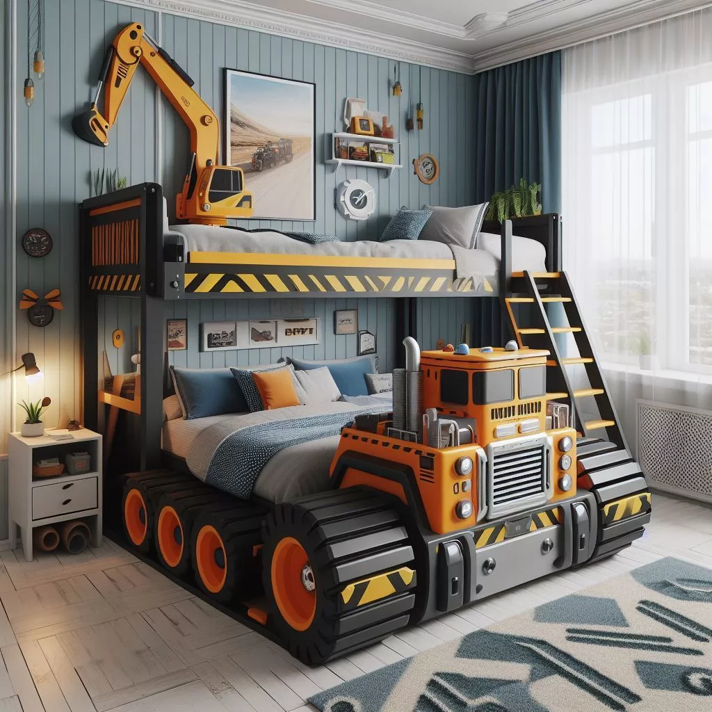 Construction-Vehicle-Two-Story-Bed