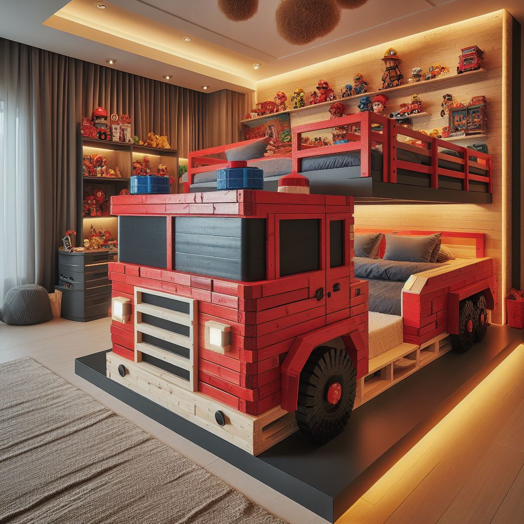 Firetruck-Inspired-Bed