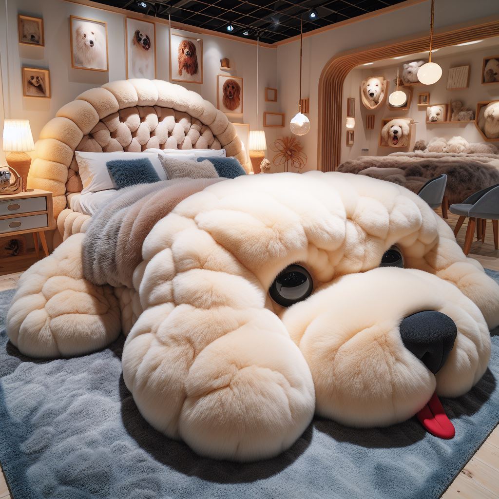 Furry-Dog-Shaped-Bed