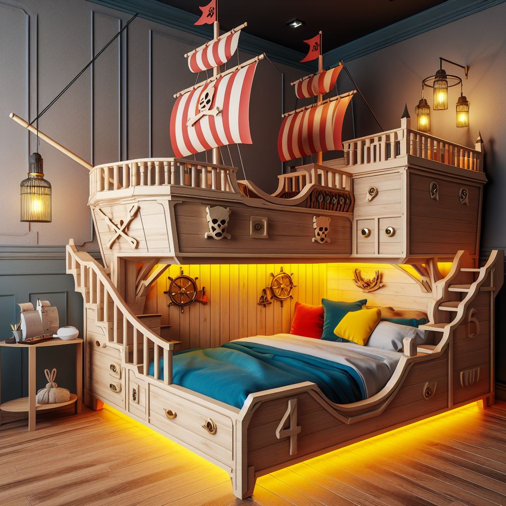 Pirate-Ship-Shaped-Bed