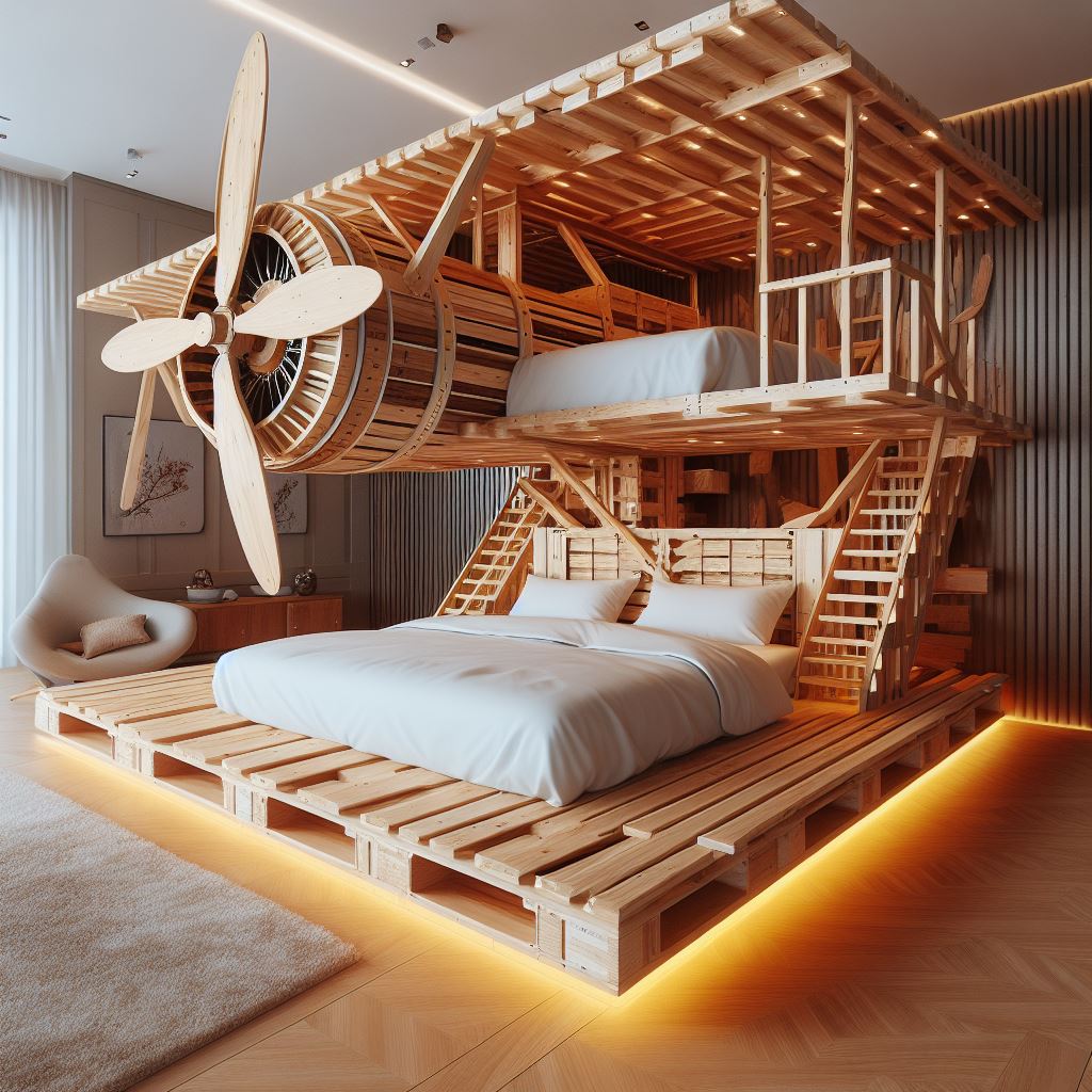 Propeller-Plane-Inspired-Pallet-Bunk-Bed