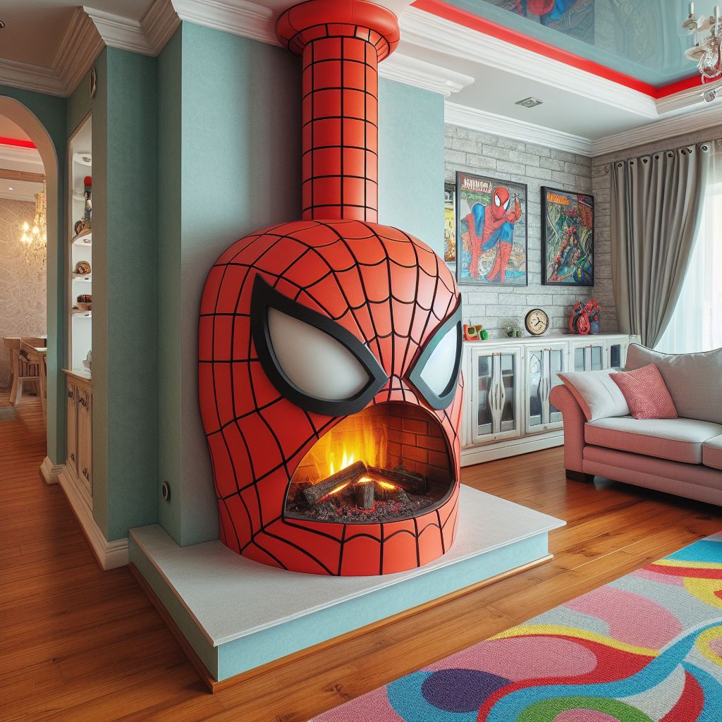 Spider-Man-Inspired-Fireplace