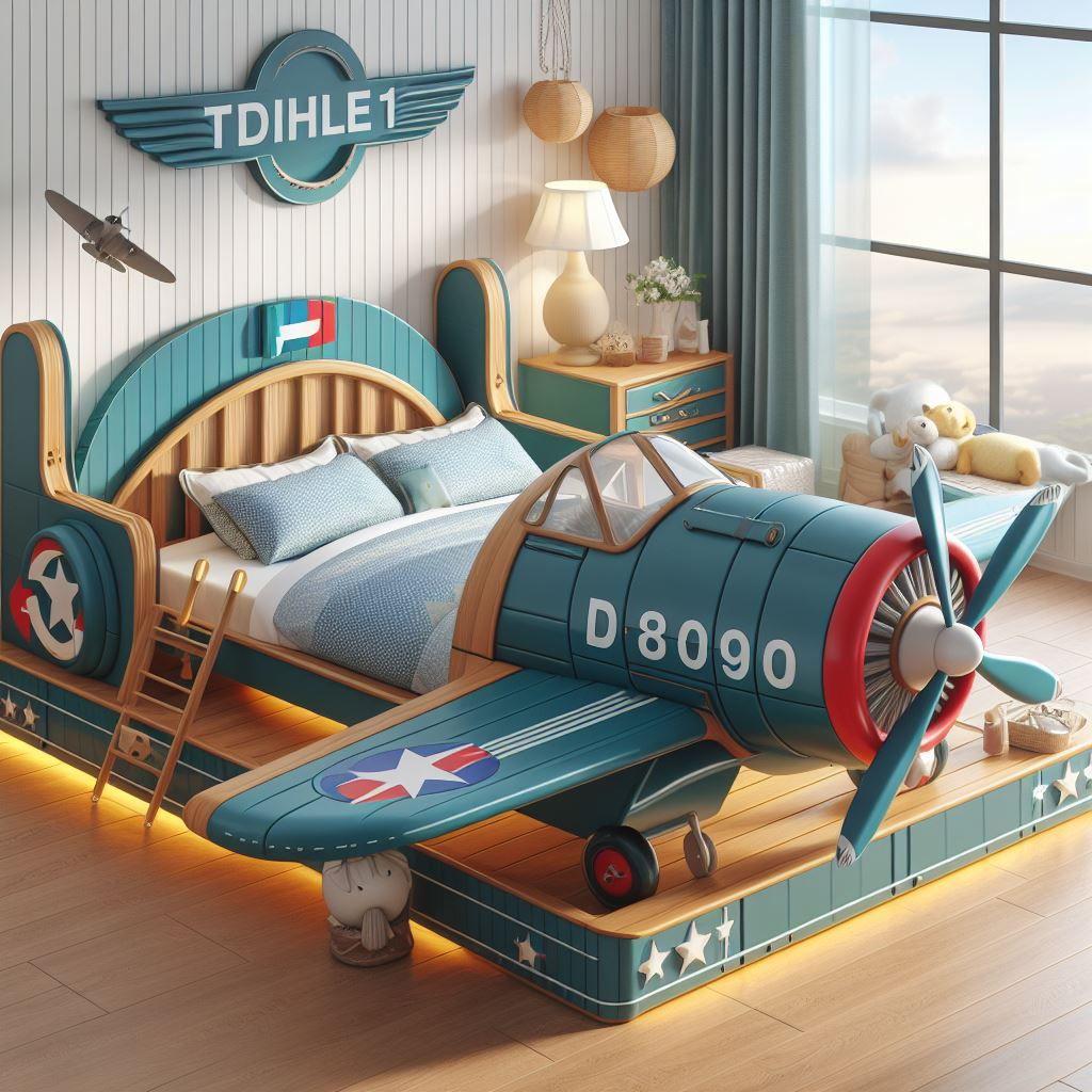 Classic-Fighter-Air-Plane-Shaped-Bed