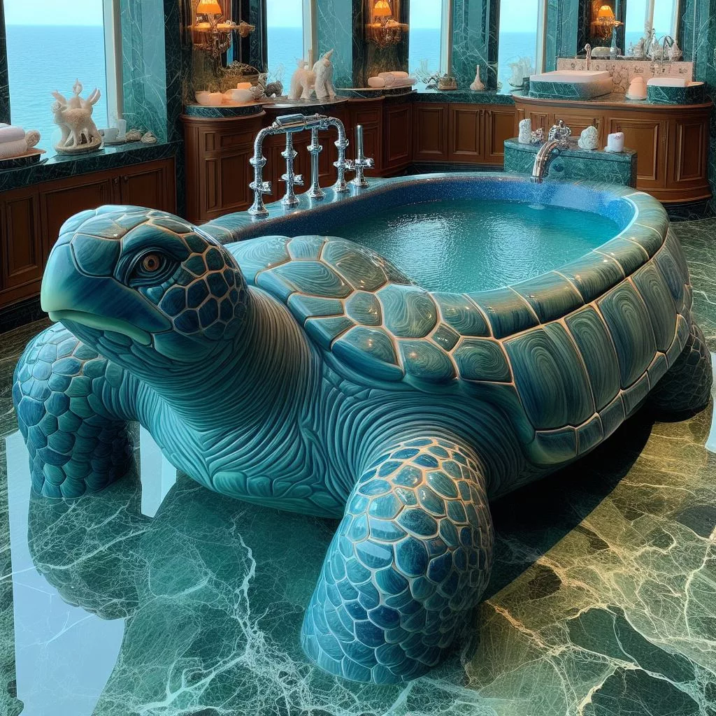 Transform Your Bathroom with a Unique Touch: The Turtle-Shaped Bathtub