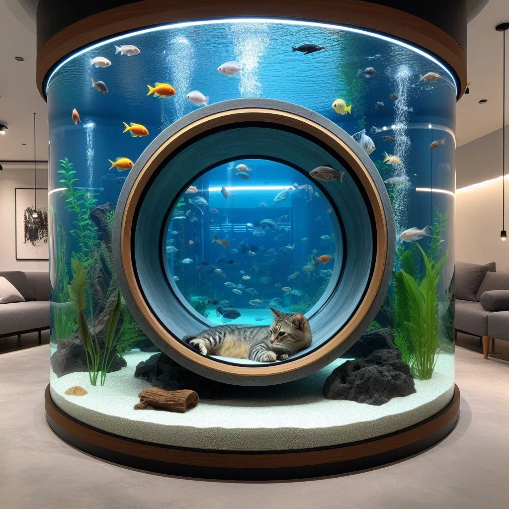 Aquarium-With-Cat-Tunnel