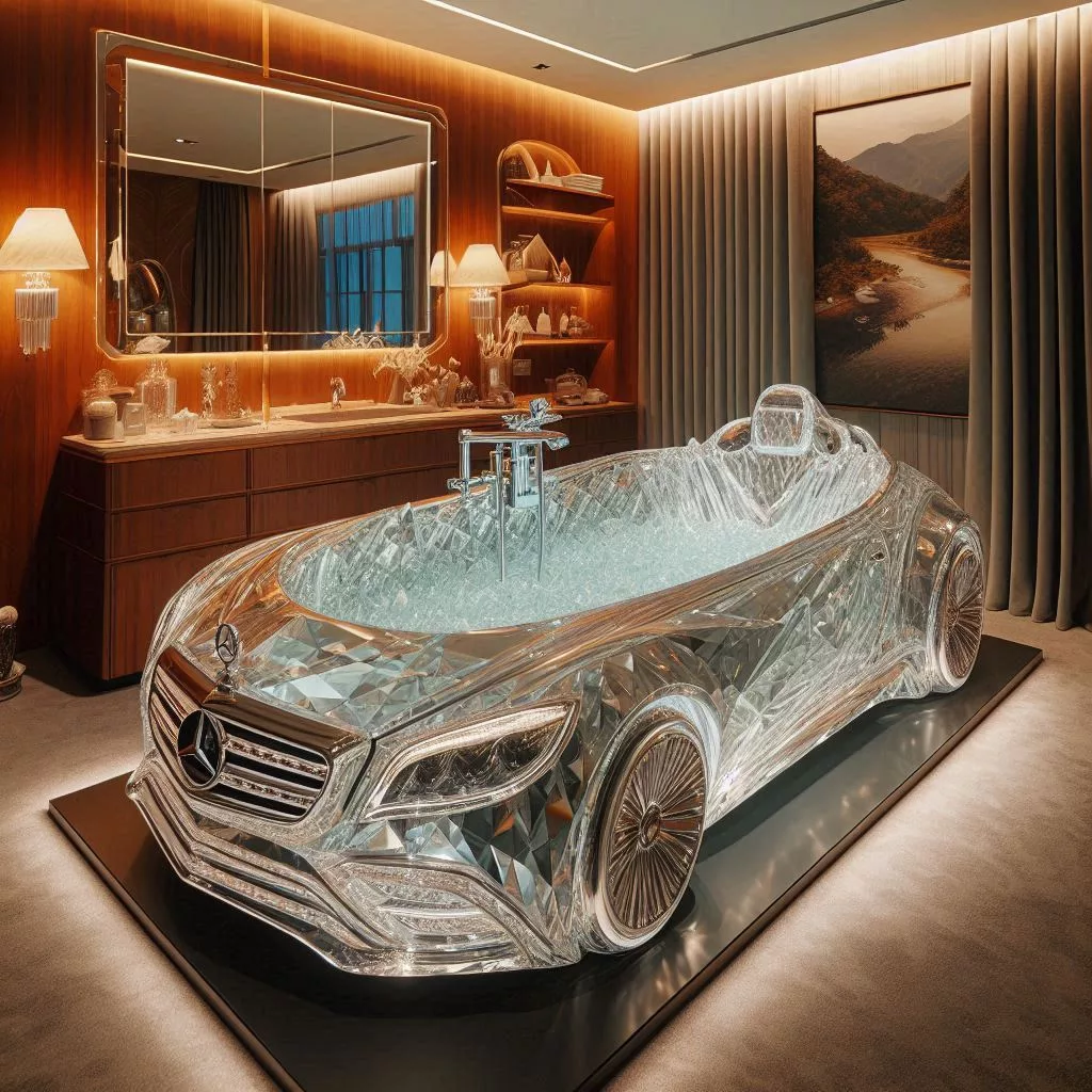 Crystal-Mercedes-Shaped-Bathtub