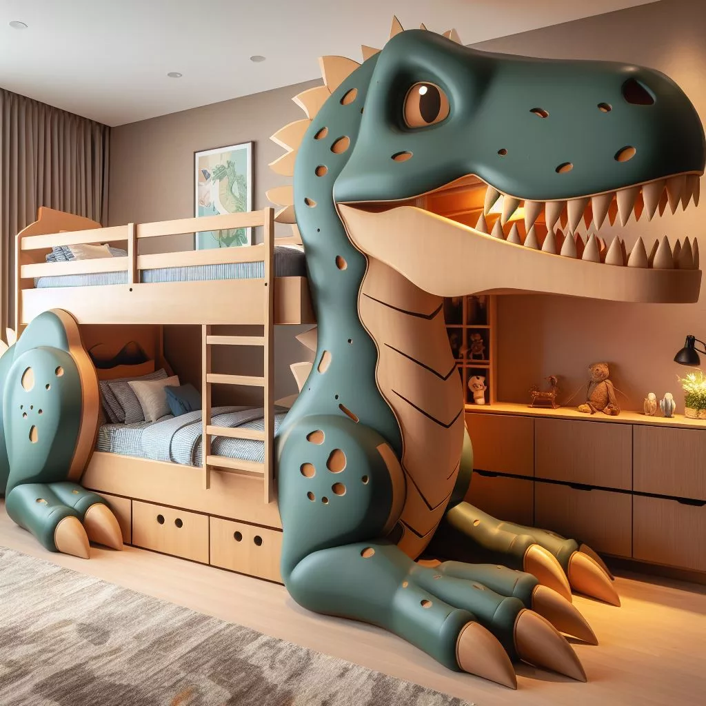 Dinosaur-Shaped-Bunk-Bed