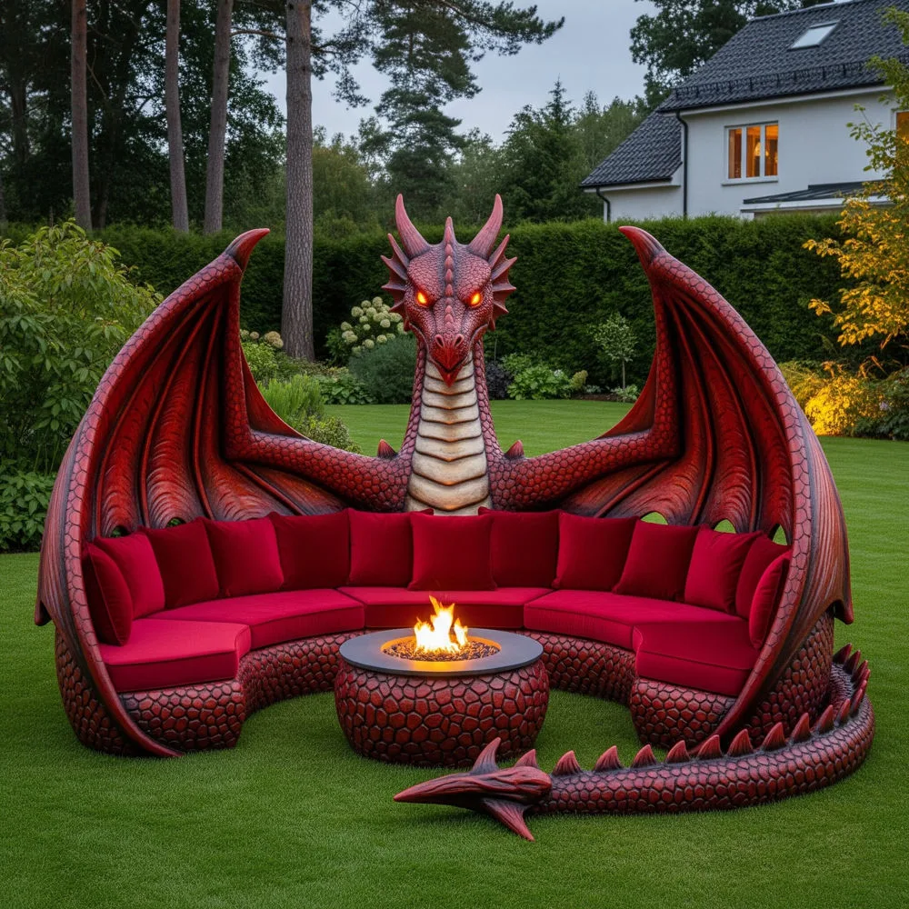 Dragon-Shaped Fire Pit Seating