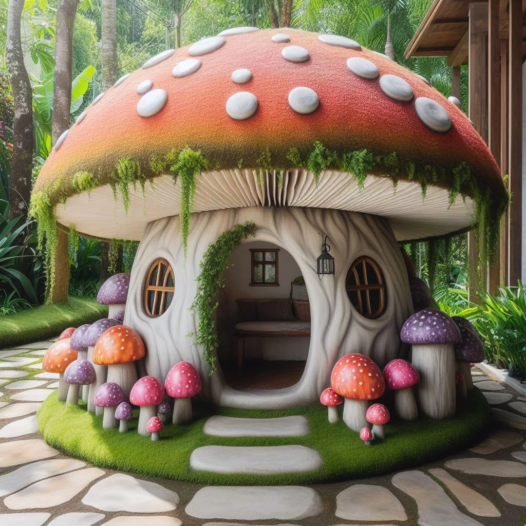 Mushroom-Shaped-Garden-Den