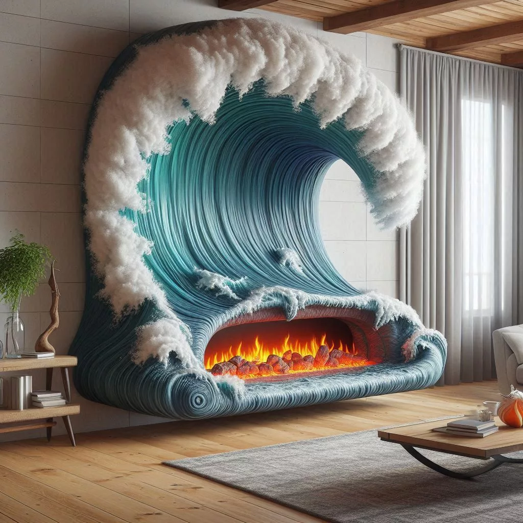 Tsunami-Shaped-Fireplace