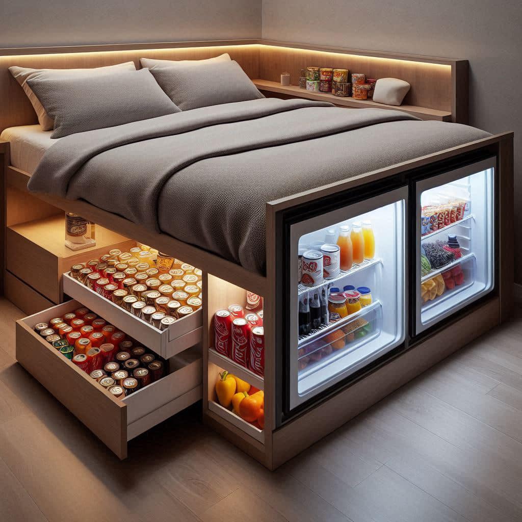 Bed-with-Integrated-Refrigerator