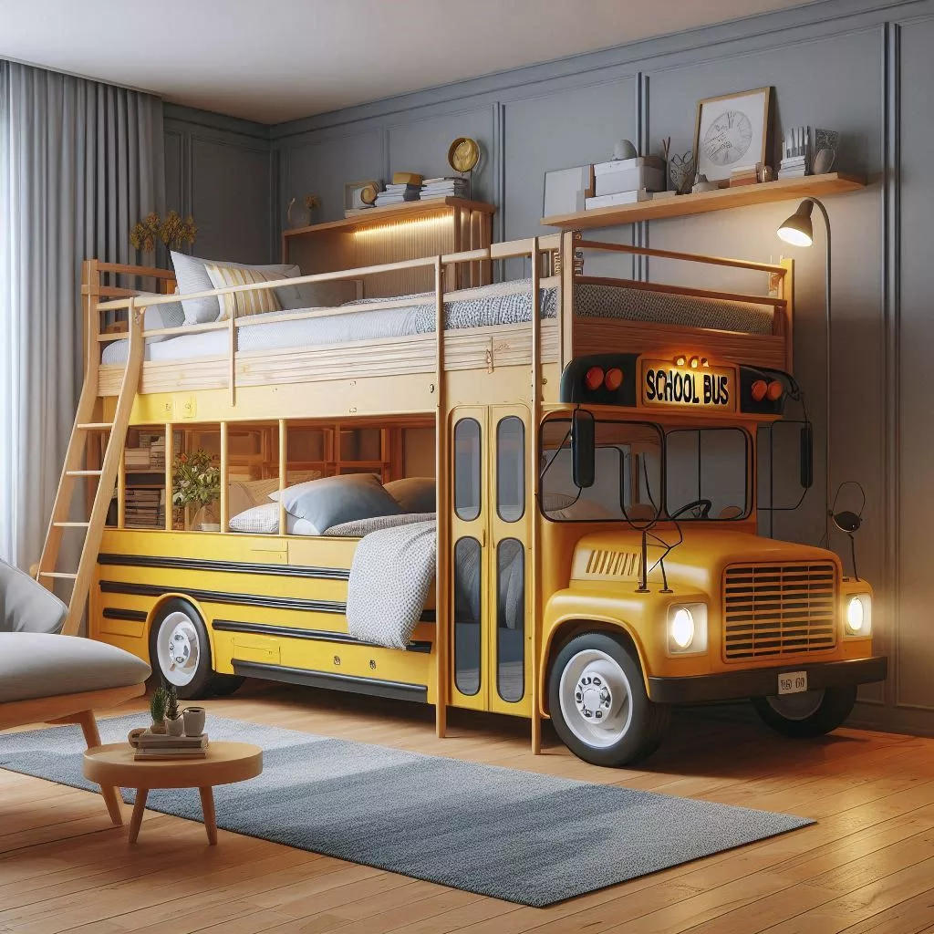 School-Bus-Shaped-Bunk-Bed