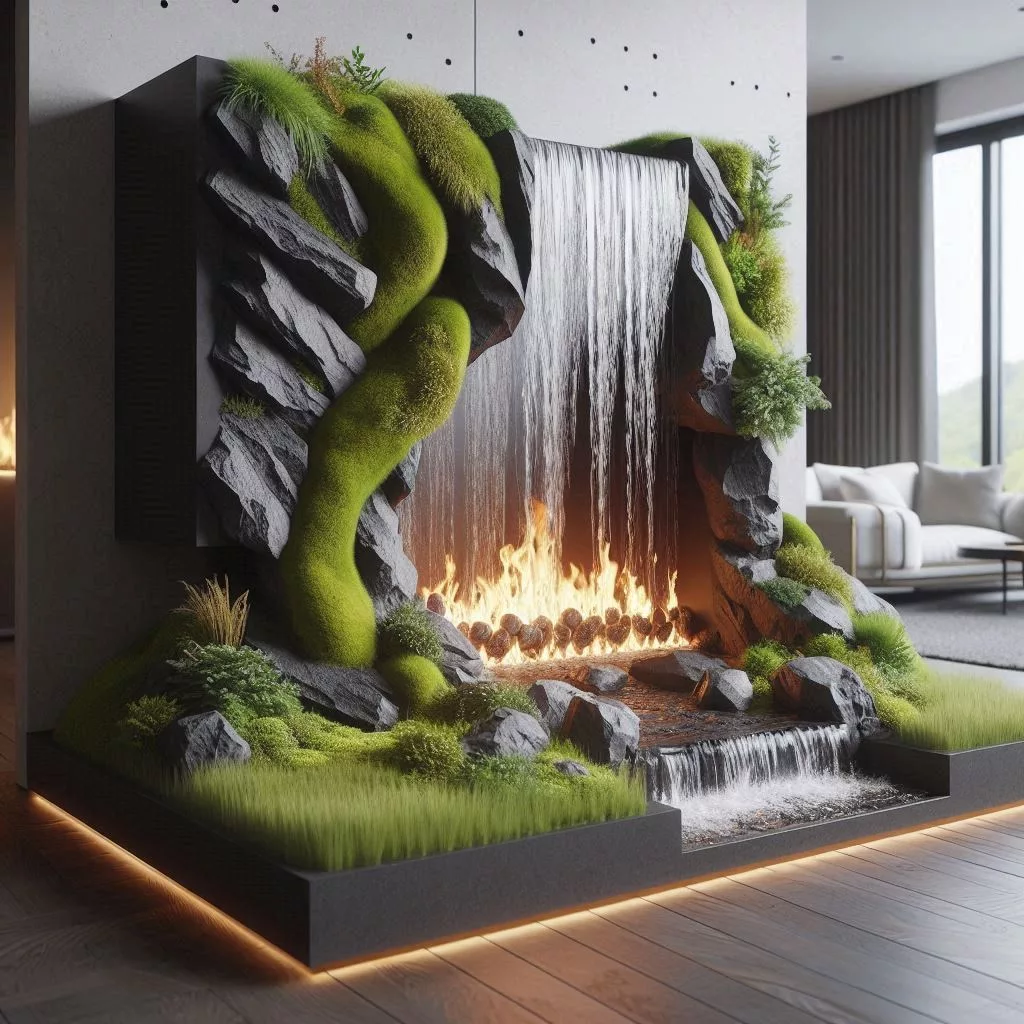 Water-Fall-Shaped-Fireplace