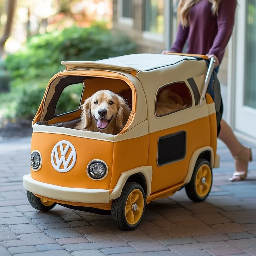 Volkswagen-Bus-Shaped-Pet-Stroller