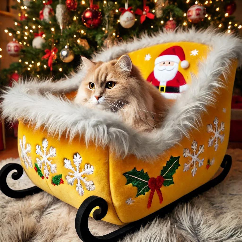 Christmas-Sleigh-Shaped-Pet-Bed