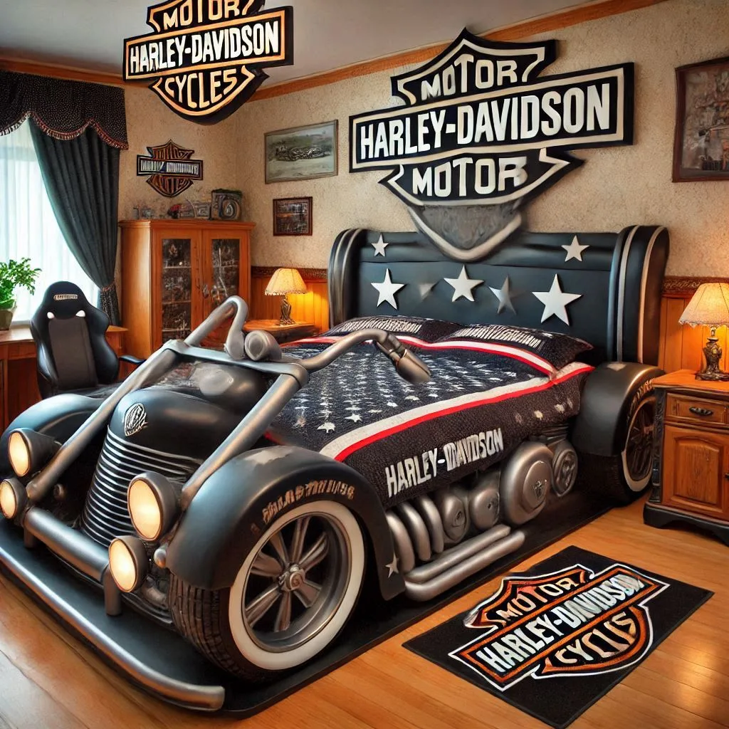 Harley-Davidson-Shaped-Bed