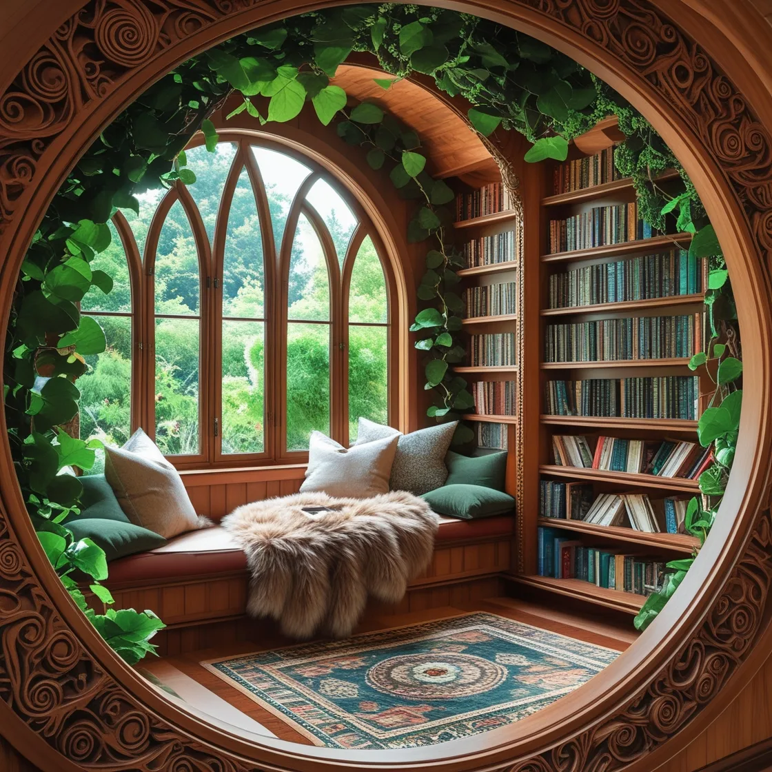 Circular-Wooden-Reading-Nook