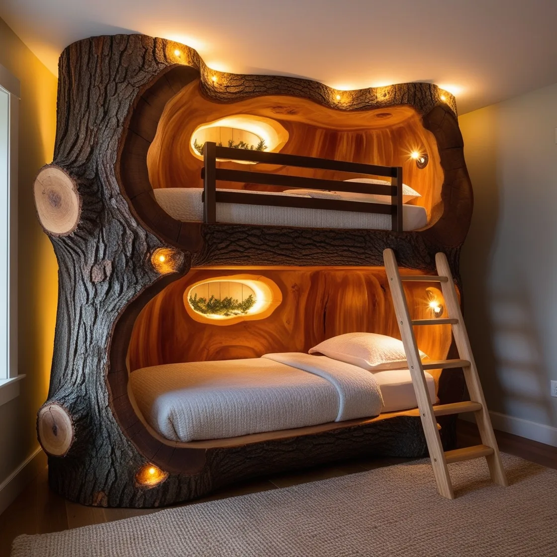 Giant-Hollowed-Log-Bunk-Bed