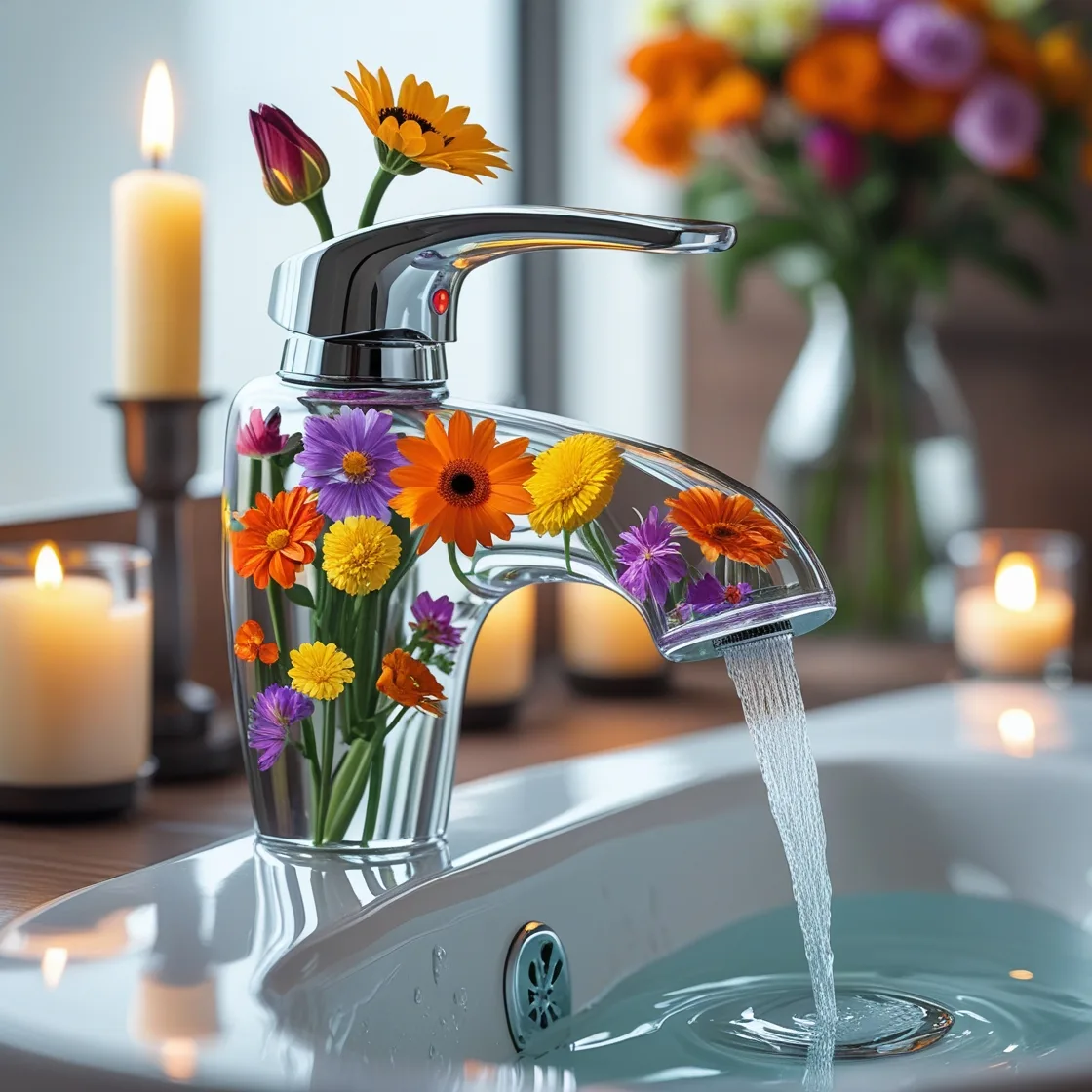 Glass Flower Faucet