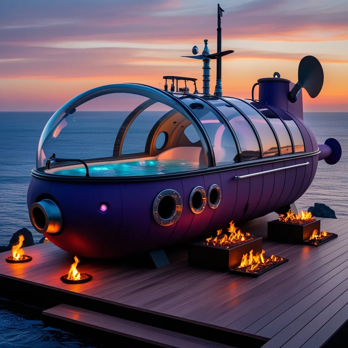 Submarine-Shaped Hot Tubs