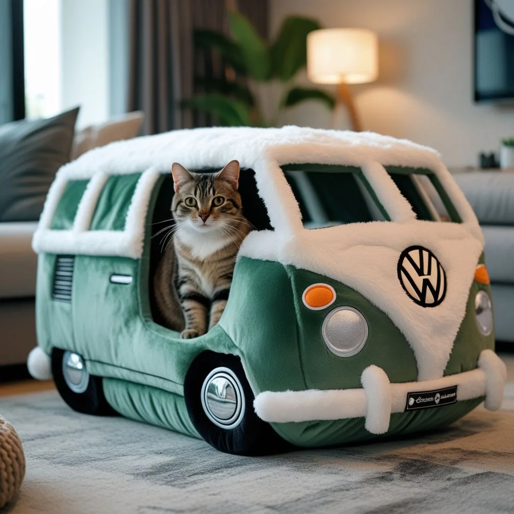 Volkswagen-Bus-Shaped-Pet-Bed