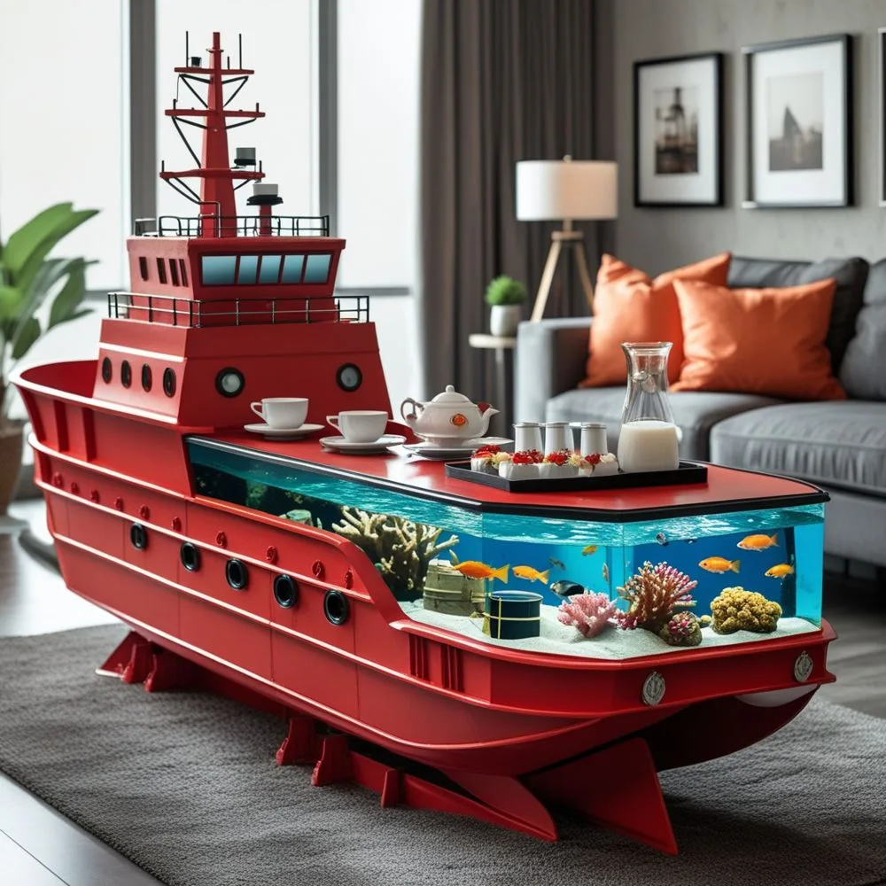 Cargo Ship Aquarium Coffee Tables