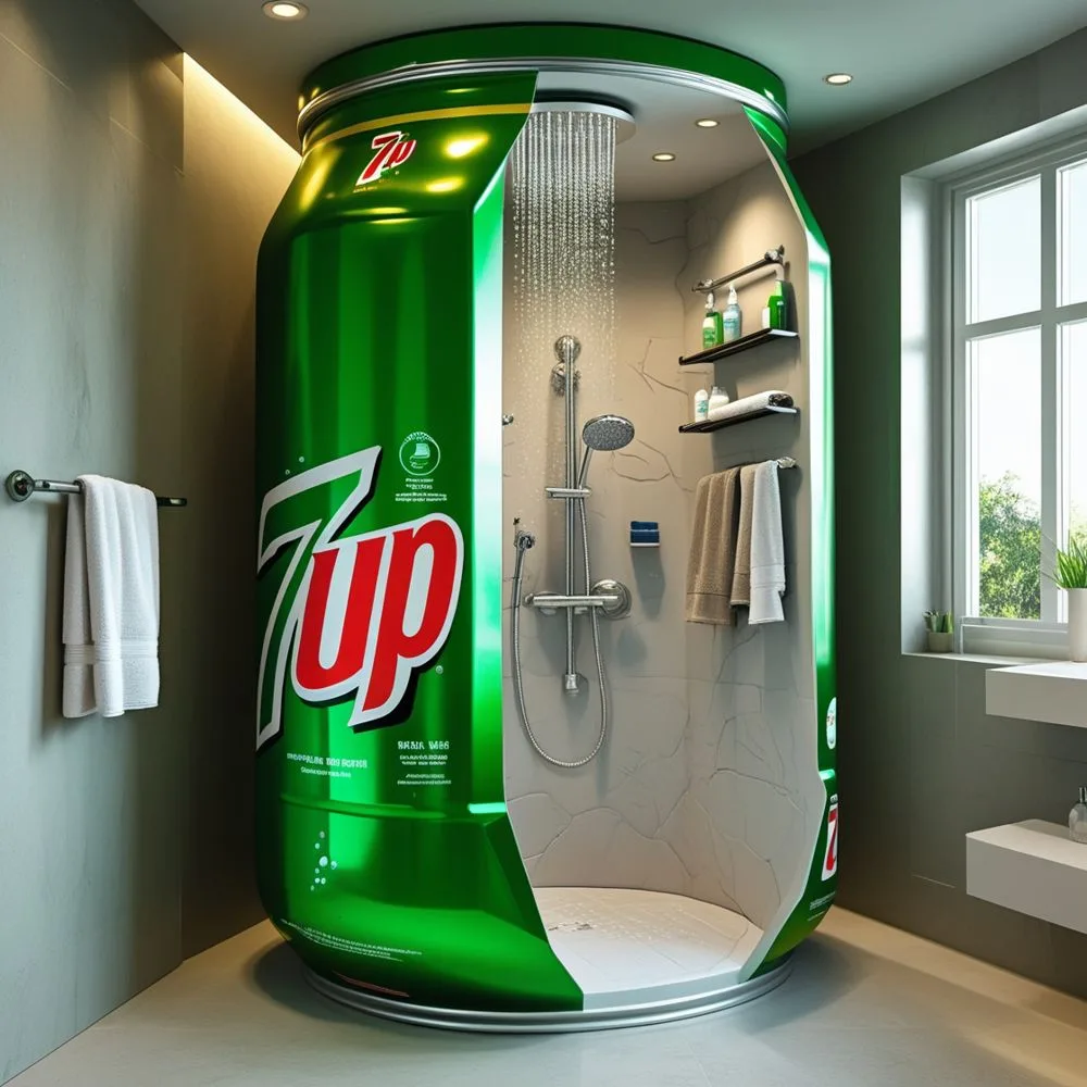 Giant Soda Can Standing Bathroom