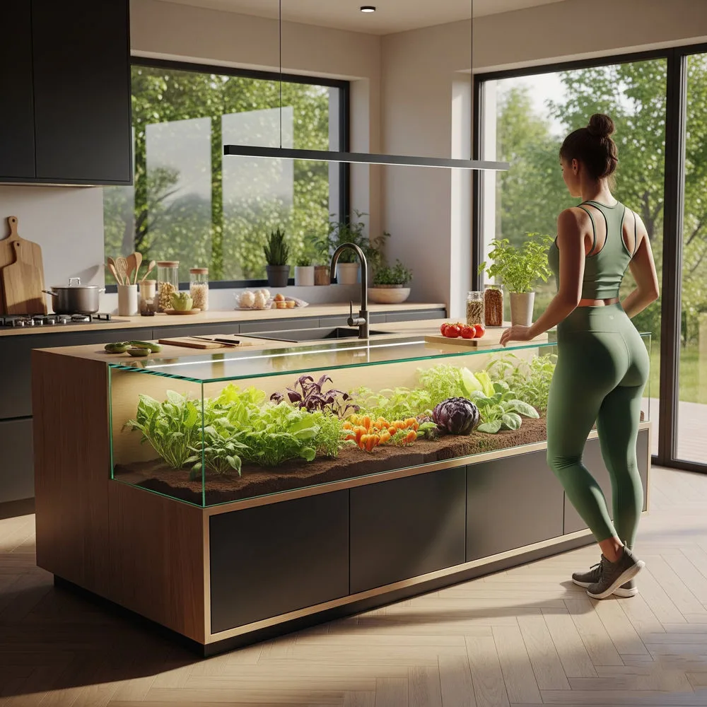 Kitchen Islands With Built-in Hydroponic Gardens